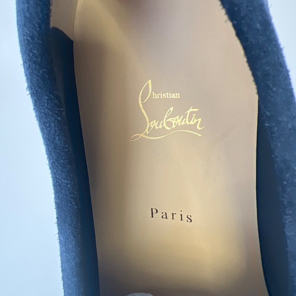 Christian Louboutin Varsiboat Men Shoes Nubuck leather Marine Blue Size 44 US11 - Picture 7 of 13